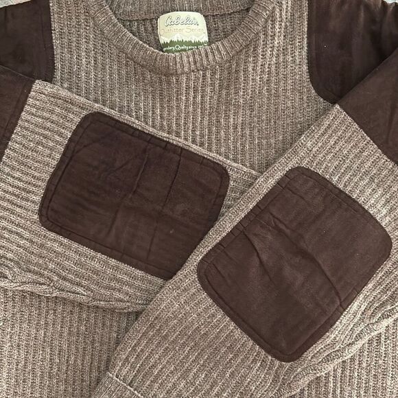 Cabela’s Lambswool brown Crewneck Sweater Lg - Picture 1 of 8